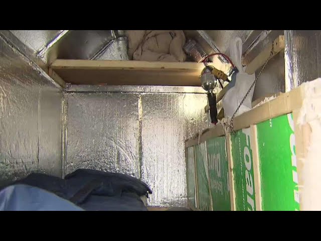 Homeless man's Cramped alternative to a shelter