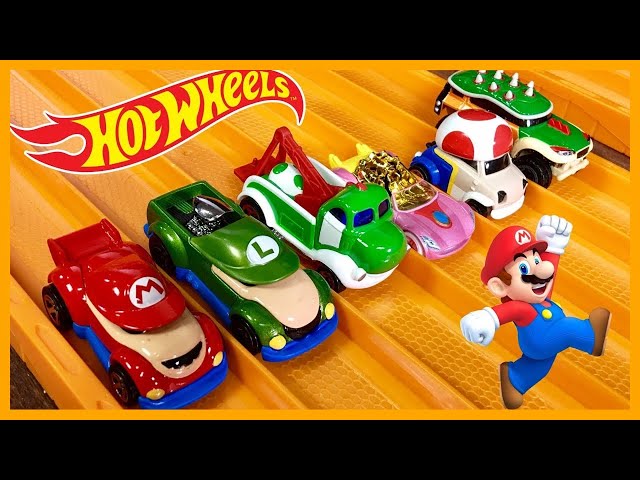 Hot Wheels Super Mario Character Cars 6 Set RACE & Review