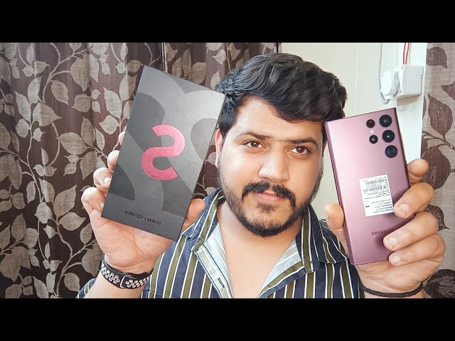 Samsung S22 Ultra 5G burgundy color unboxing 📱 and first impressions✌️