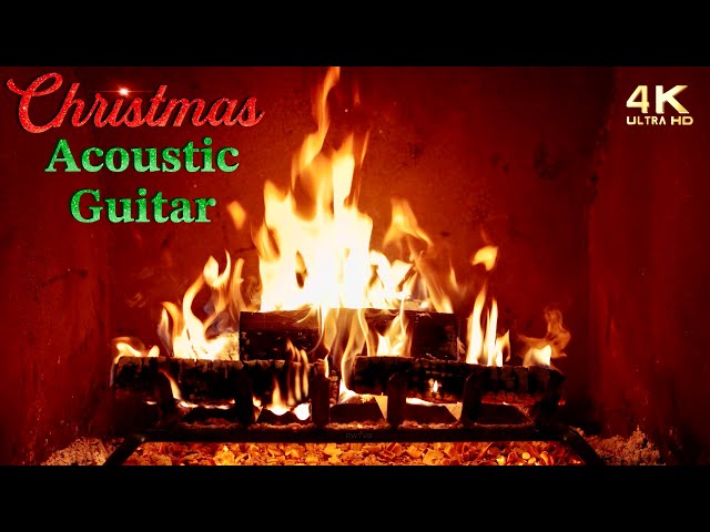 Festive Christmas Fireplace w/ Acoustic Guitar Christmas Music