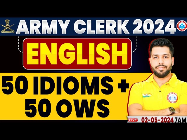 Army Clerk 2024 | English Idioms & One Word Substitution | Army Clerk English | English By Anuj Sir