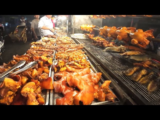 Under $1 ! Hard-Working Vendors Best Cambodian Street Food! Grilled Chicken, Mouth- Watering Fish.