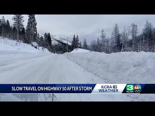 Here's what snowy conditions look like off Highway 50 in El Dorado County