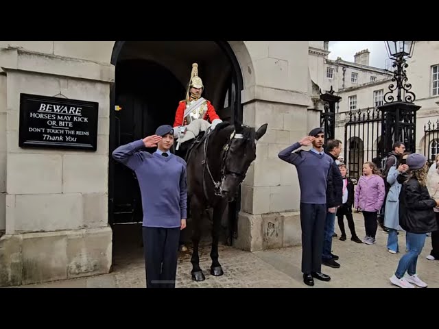 YOU DON’t SEE THIS OFTEN ! SMART AIR TRAINEE CORPS SALUTE At HORSE GUARD! #horseguardsparade
