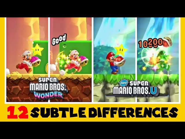12 Differences between Super Mario Bros. Wonder and New Super Mario Bros. U