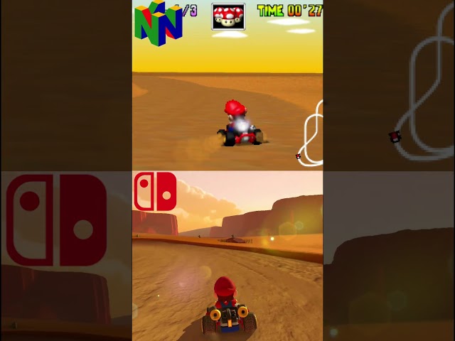 Mario Kart 8 Kalimari Desert Nintendo 64 vs Switch Track Graphics Comparison