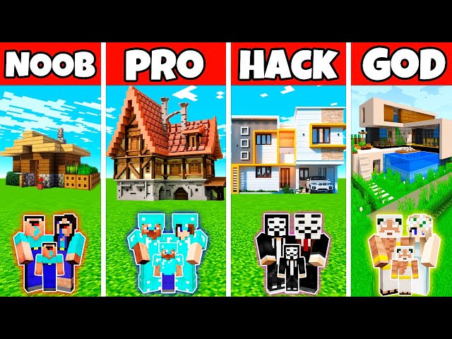 1$ vs 100.000$ Minecraft House Build Battle: NOOB vs PRO vs HACKER vs GOD / Animation