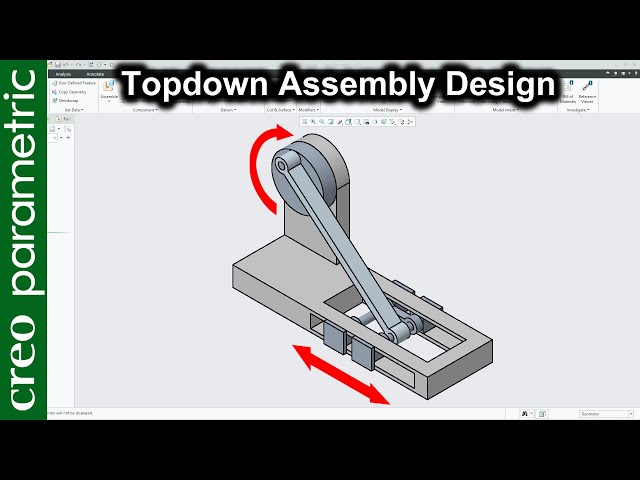 Top down assembly design | Rotary slider mechanism in Creo Parametric