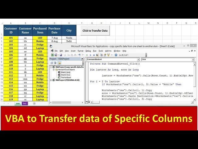 VBA to Copy specific columns from one sheet to another - Advance VBA Tutorial by Exceldestination