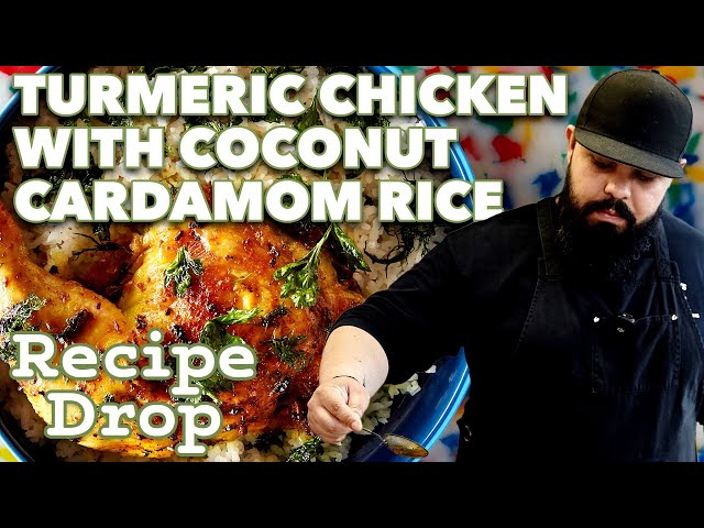 Tender Turmeric Roast Chicken with Cardamom-Coconut Jasmine Rice | Recipe Drop | Food52