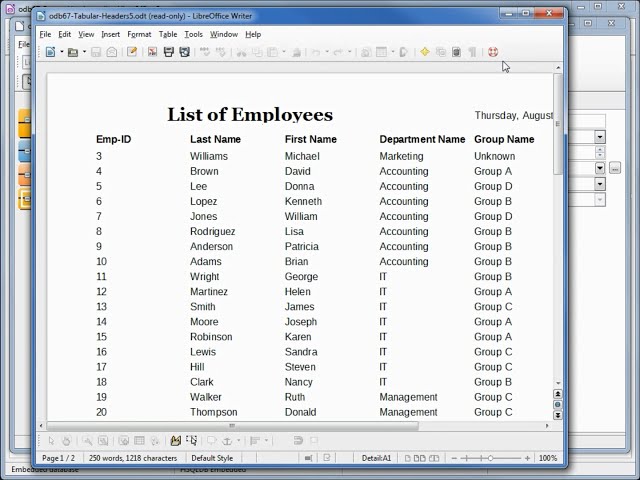 LibreOffice Base (67) Report Headers-Footers