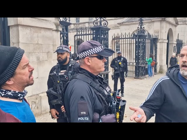 Two men were told by mod police to leave. Don't tell me what to do with your toy gun #horseguards