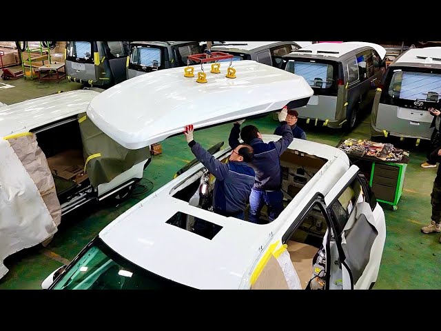 Process of converting a minivan into a luxury camper. Vehicle modification specialist.