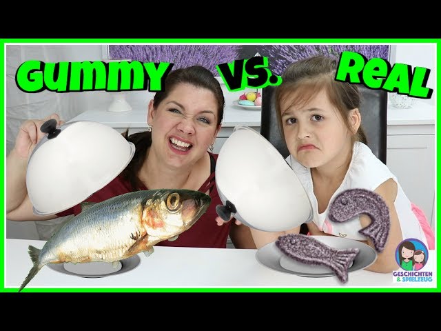 GUMMY FOOD vs REAL FOOD 🐟 Ekel Fisch Essen!?💕 Geschichten und Spielzeug Familienkanal