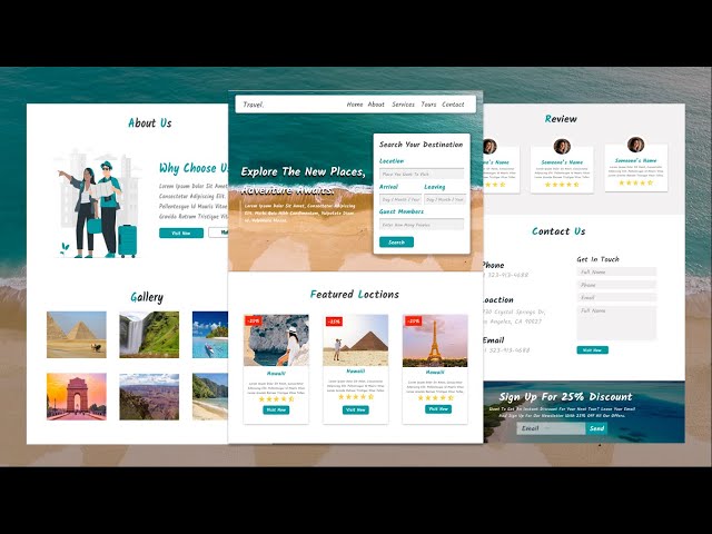 Complete Responsive Tours & Travel Website Design Using [ HTML CSS JQUERY ] | Tourism Website Design