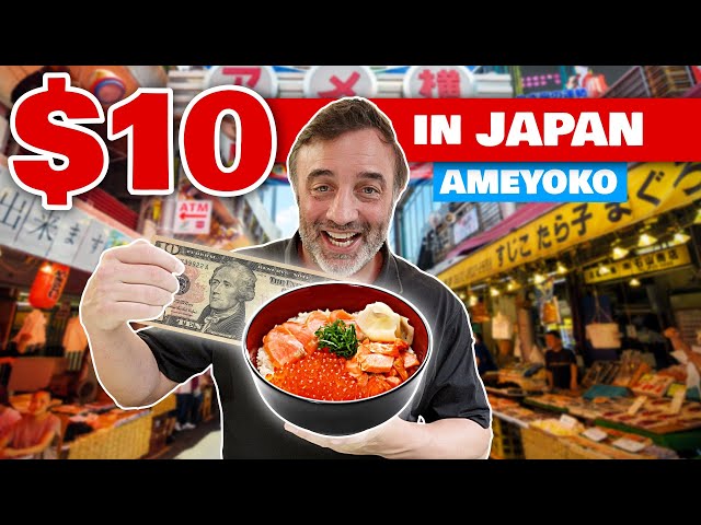 $10 STREET Food Challenge - What can you get in UENO, JAPAN?