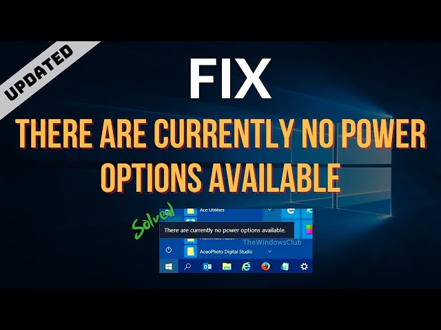 How to Fix "There are Currently No Power Options Available" | UPDATED