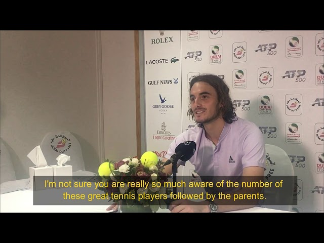 Stefanos Tsitsipas is grilled by his mother in his post-semi-final press conference in Dubai
