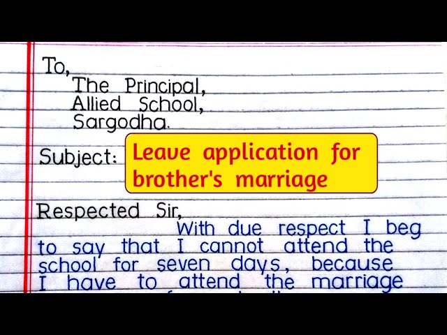 Application for Brother Marriage | Application for Leave