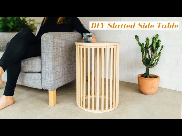 How To Build A SLATTED Wooden Side/End Table | Modern Furniture DIY