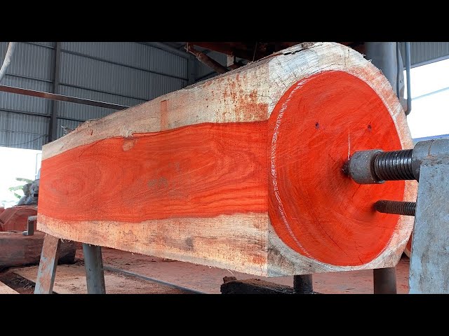 Work of Art Made from Rare Red Wood // Carpenter's Working Skills on a Giant Lathe Skillfully