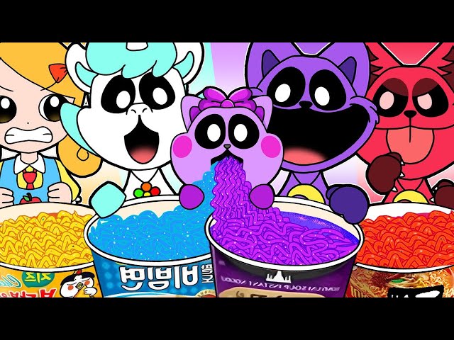 Convenience Store Food Mukbang VS Poppy Playtime Chapter 3 CATNAP with Family | Animation | ASMR