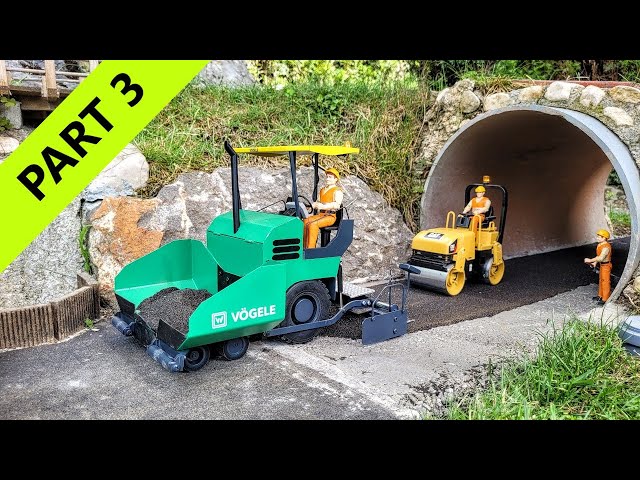 Road modification under the tunnel. RC Scale finisher Voegele, CAT Loader, Scania Truck, Part 3