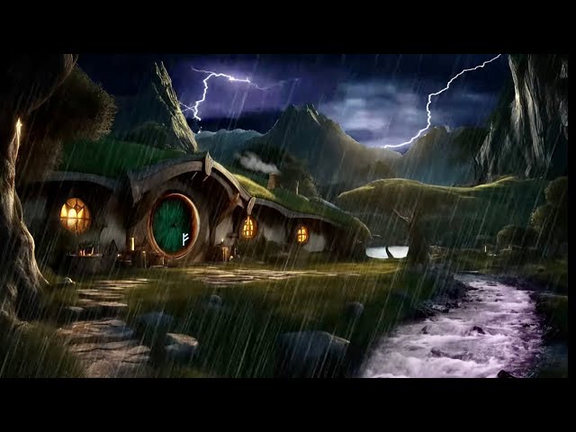 SHIRE Storm* Fall Asleep to Heavy Rain and Thunder- Lord of the Rings/ Hobbit | 10 Hours