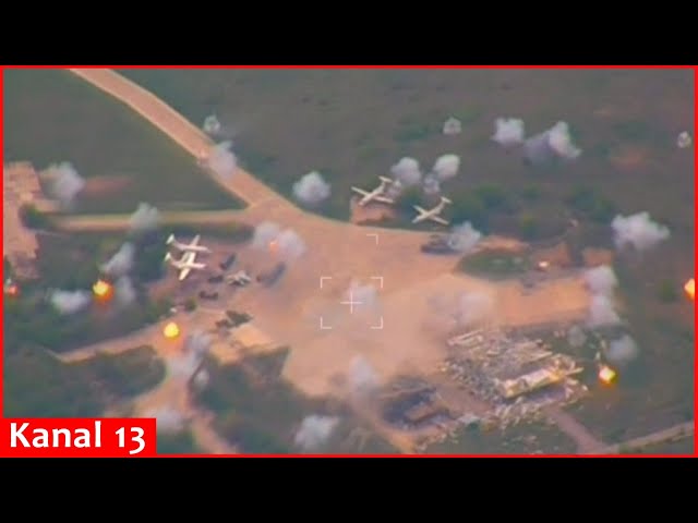 Footage of Russian army striking an aerodrome where Ukrainian fighter aircraft were stationed
