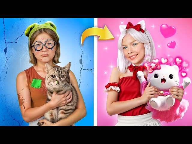 Amazing Makeover to Rich Hello Kitty for Poor Girls! How to Become Popular College Queen!