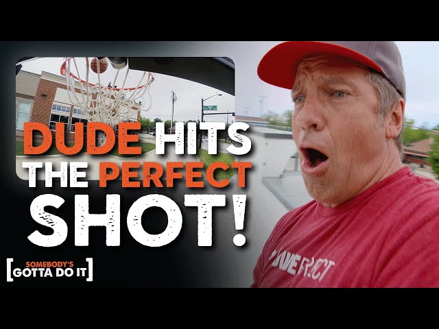Mike Rowe Hits the PERFECT Shot with DUDE PERFECT (after 100+ Attempts) | Somebody's Gotta Do It