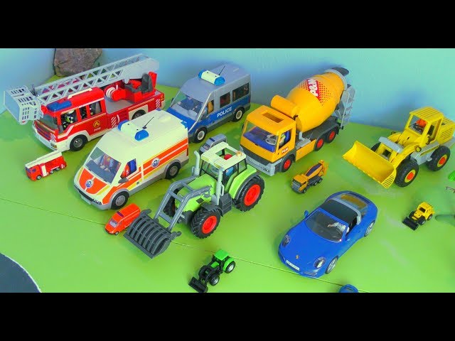 🚒 Polizeiauto, Traktor, Feuerwehrauto, Krankenwagen, Bagger, Truck & Betonmischer / Spielzeugautos