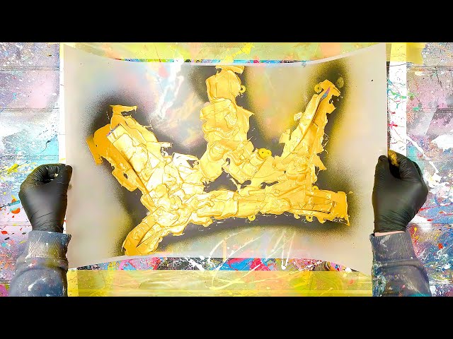Crazy Pop Art / Abstract Painting Demo With a Graffiti Crown Stencil | Vialis#2