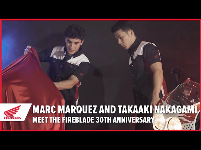 Marc Marquez and Takaaki Nakagami meet the Fireblade 30th Anniversary
