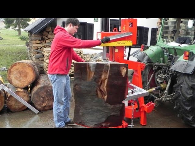 Biggest Wood Splitter Cutting Wood Machine Working, Fastest Firewood Processor Homemade Log Splitter