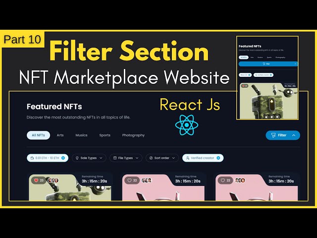 React Filter Section | How To Create React Js Filter Section For NFT Marketplace Website Template