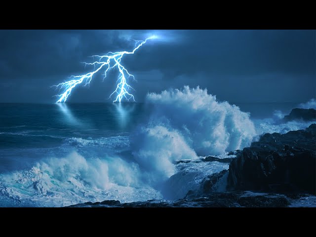 Epic Thunderstorm + Huge Ocean Waves + Rain Sounds for Sleeping