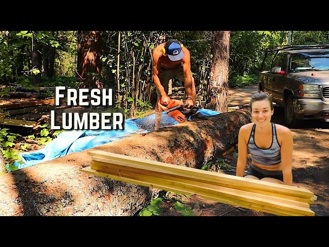 Turning This Tree Into Usable Lumber | Building An Off Grid Home In The Mountains