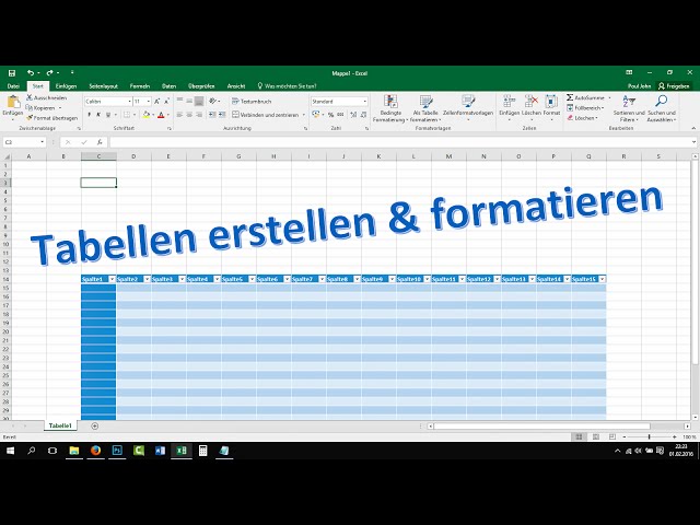 Excel Tabelle erstellen und formatieren [Tutorial, 2016, 2013, Grundkurs, lernen]
