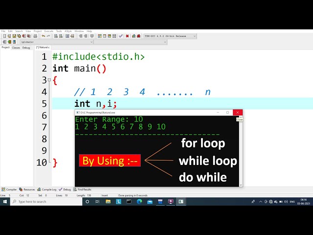 c program to print first N natural numbers using loop | Learn Coding