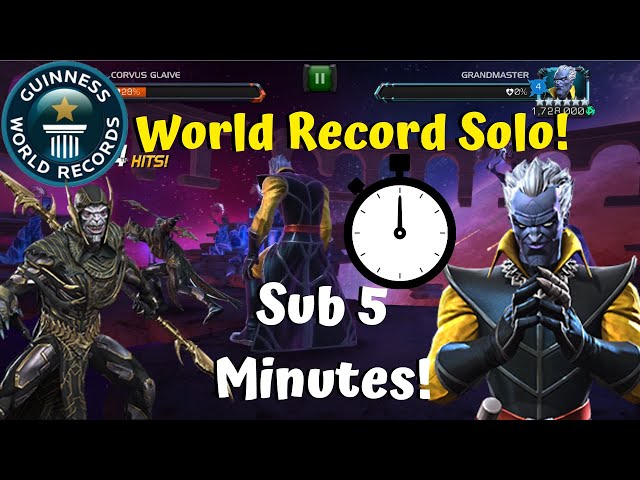 World Record Grandmaster Solo! Insane Sub 5 Minutes! Corvus Glaive?! - Marvel Contest of Champions