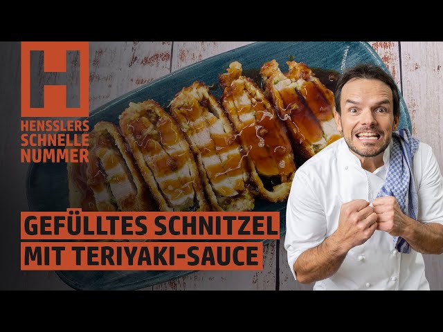 Schnelles Gefülltes Schnitzel mit Knoblauch-Teriyaki-Sauce Rezept von Steffen Henssler