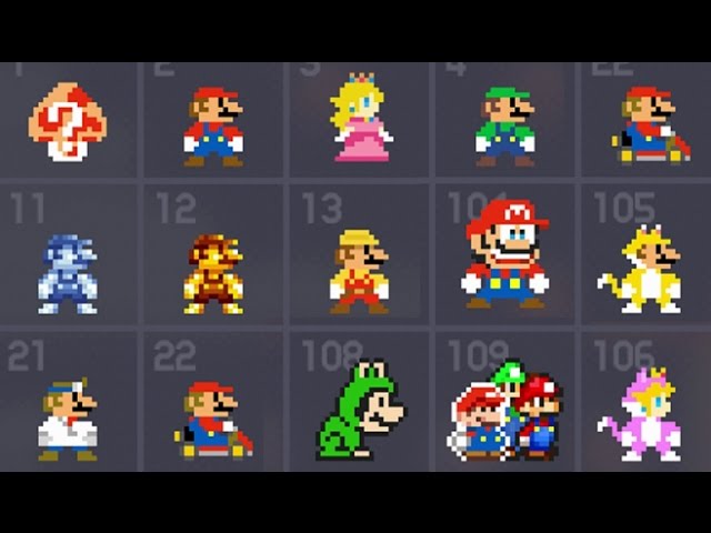 Super Mario Maker - All 153 Costume Mario / Mystery Mushroom Suits