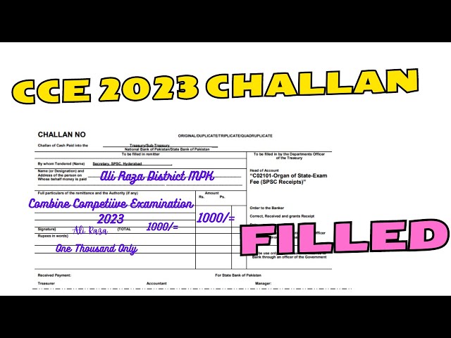 How to fill CCE Challan SPSC Combine Competitive Examination 2023 challan Fee Last Date