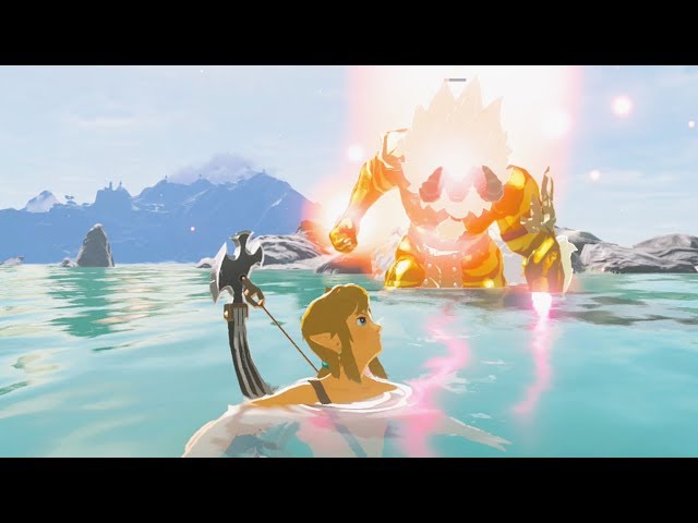 Killing and Riding a Gold Lynel Underwater - Zelda Breath of the Wild
