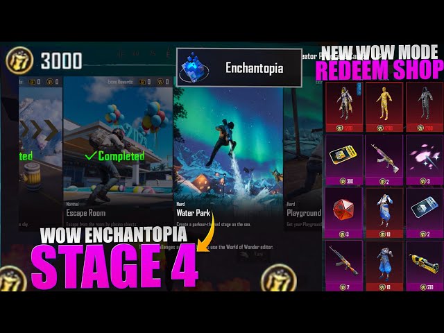 New Wow Mode Redeem Shop? | How To Complete Wow Enchantopia All Stages | Enchantopia Stage 4 | Pubgm