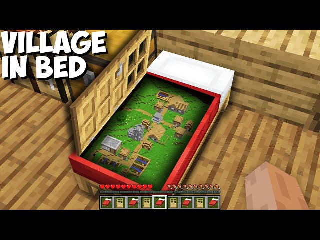 I found a SECRET SMALLEST VILLAGE in the BED in Minecraft ! WORLD INSIDE BED !