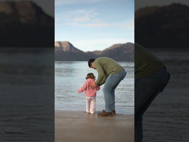 Family beach day in Tasmania