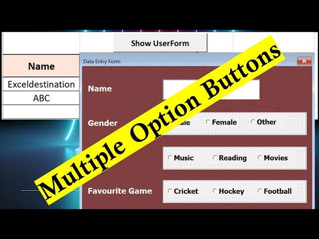 Excel VBA UserForm with Multiple Option Buttons - VBA Code for Option Buttons