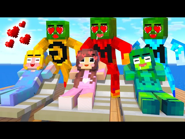 Monster School : Zombie x Squid Game DATING CHALLENGE, FIRE vs ICE - Minecraft Animation